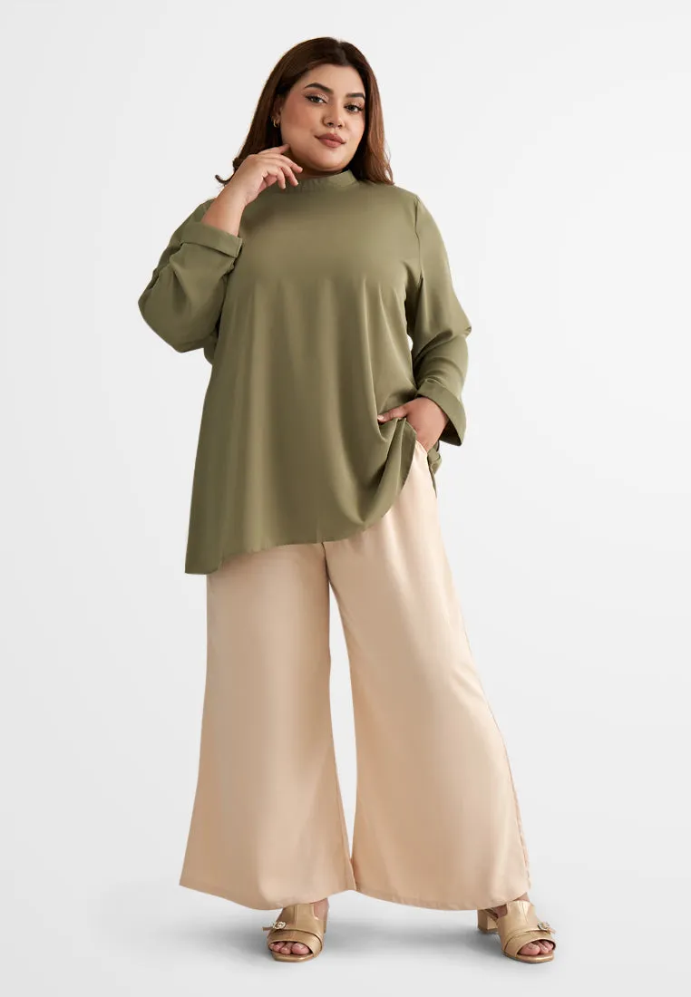 Palmira Smooth Wide Leg Pants - Green