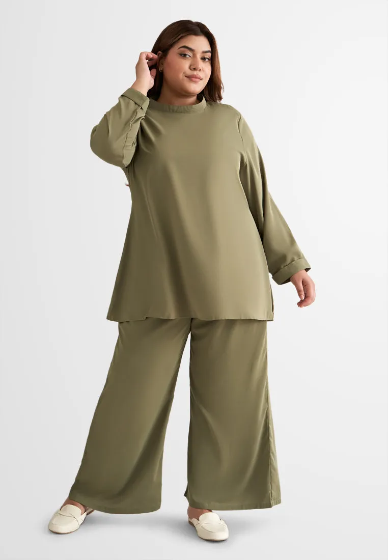 Palmira Smooth Wide Leg Pants - Green