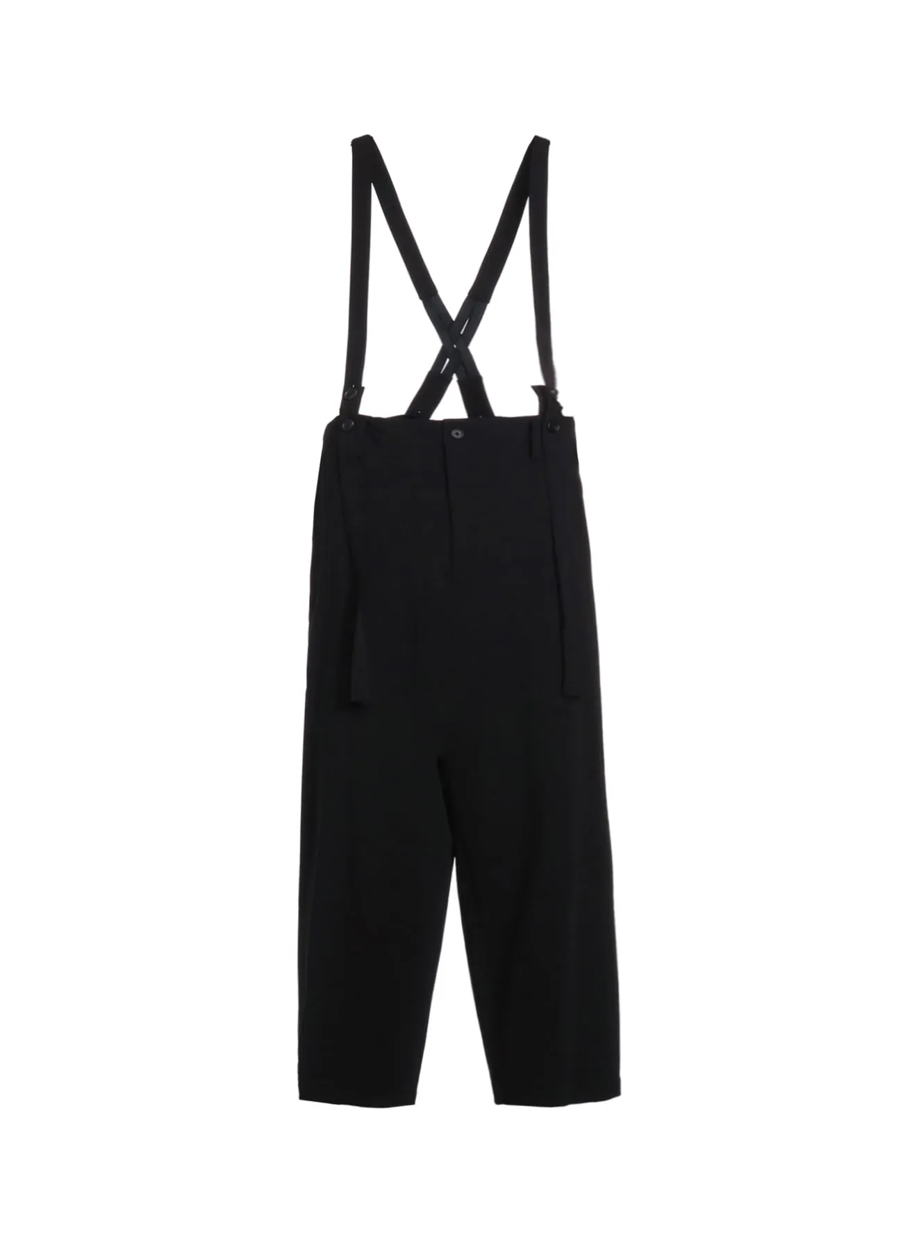 PE/RAYON GABARDINE STRETCH SUSPENDER PANTS WITH HEM BUTTON DETAIL