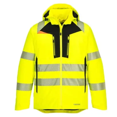 Portwest DX4 Hi Vis Winter Warm Fleece Lined Waterproof Work Jacket RIS 3279 -DX461 for Enhanced Visibility and Comfort