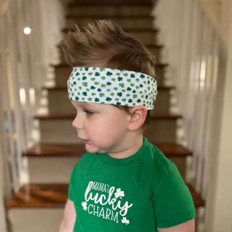 Stylish Bandanna-Style Headband with Shamrock Design for Boys