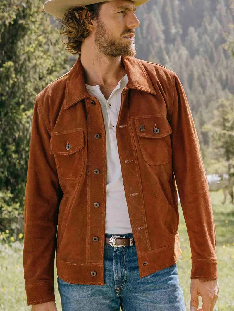 Shangri-La Heritage “Terracotta” Terra di Siena Suede Jacket