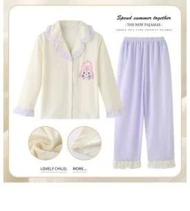 SOLID COLLAR FRILL FULL SLEEVES NIGHT SUIT - PURPLE