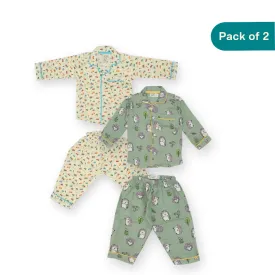 Spike's Wheels (Pack of 2) - Muslin Full Sleeve Sleep Suit for babies and kids (Unisex)