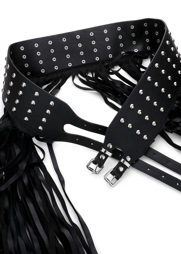 Studded Fringe Waist Belt