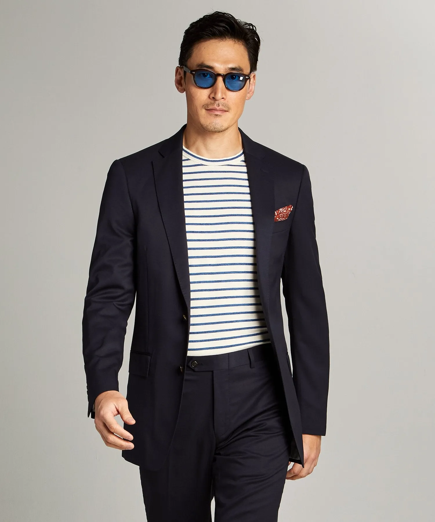 Sutton Stretch Tropical Wool Suit Jacket in Navy