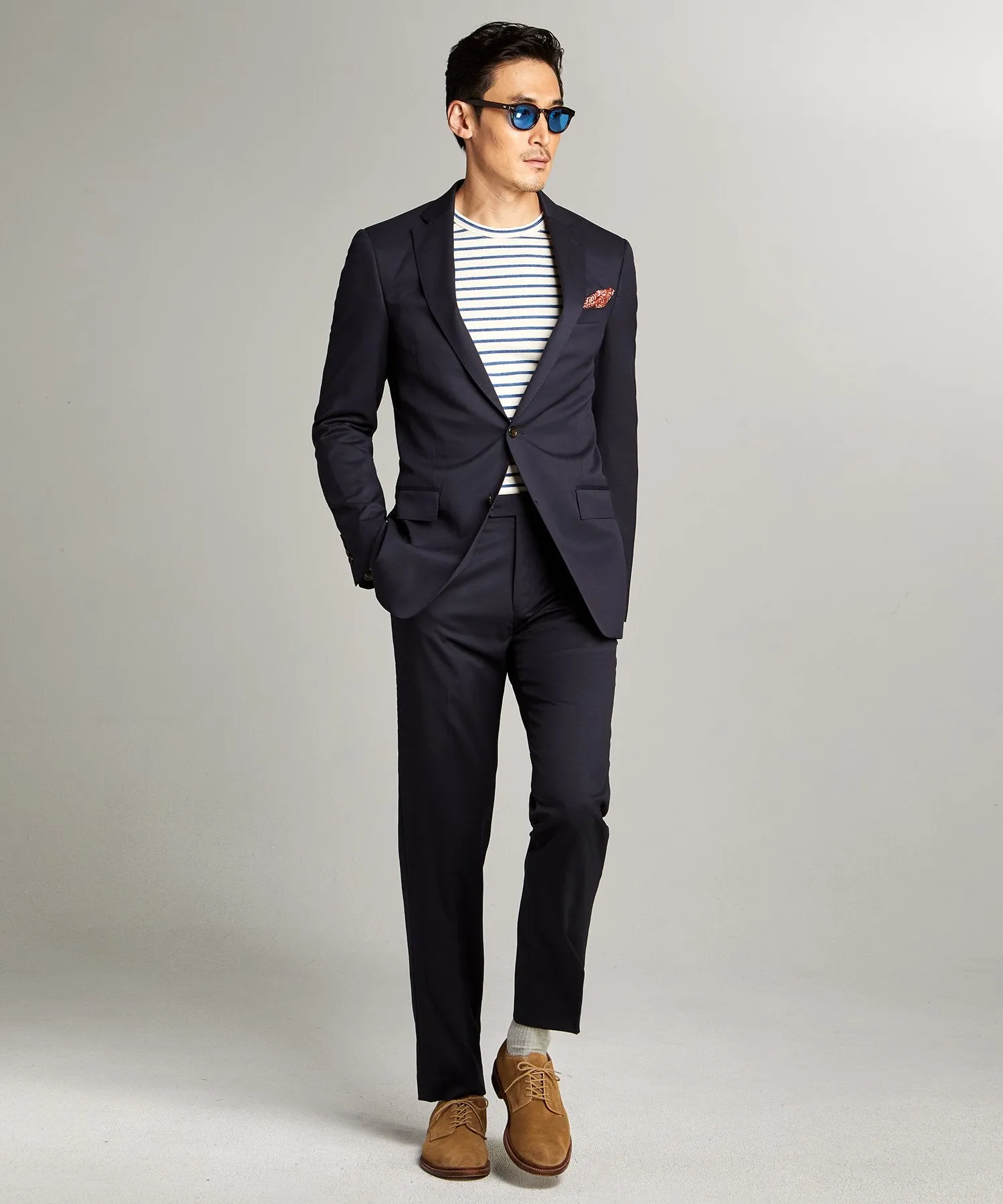 Sutton Stretch Tropical Wool Suit Jacket in Navy