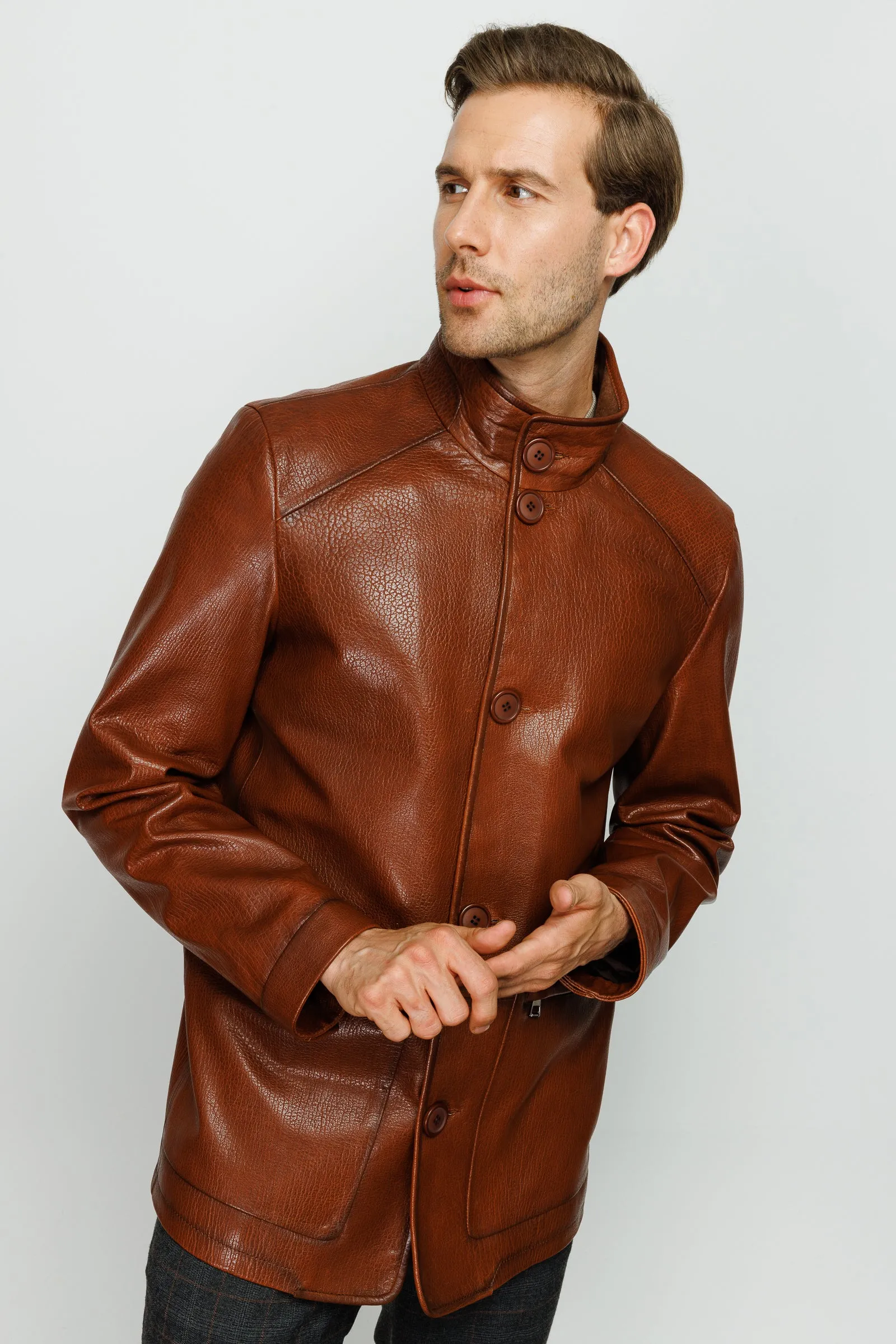 The Barclay Brown Leather Men Jacket