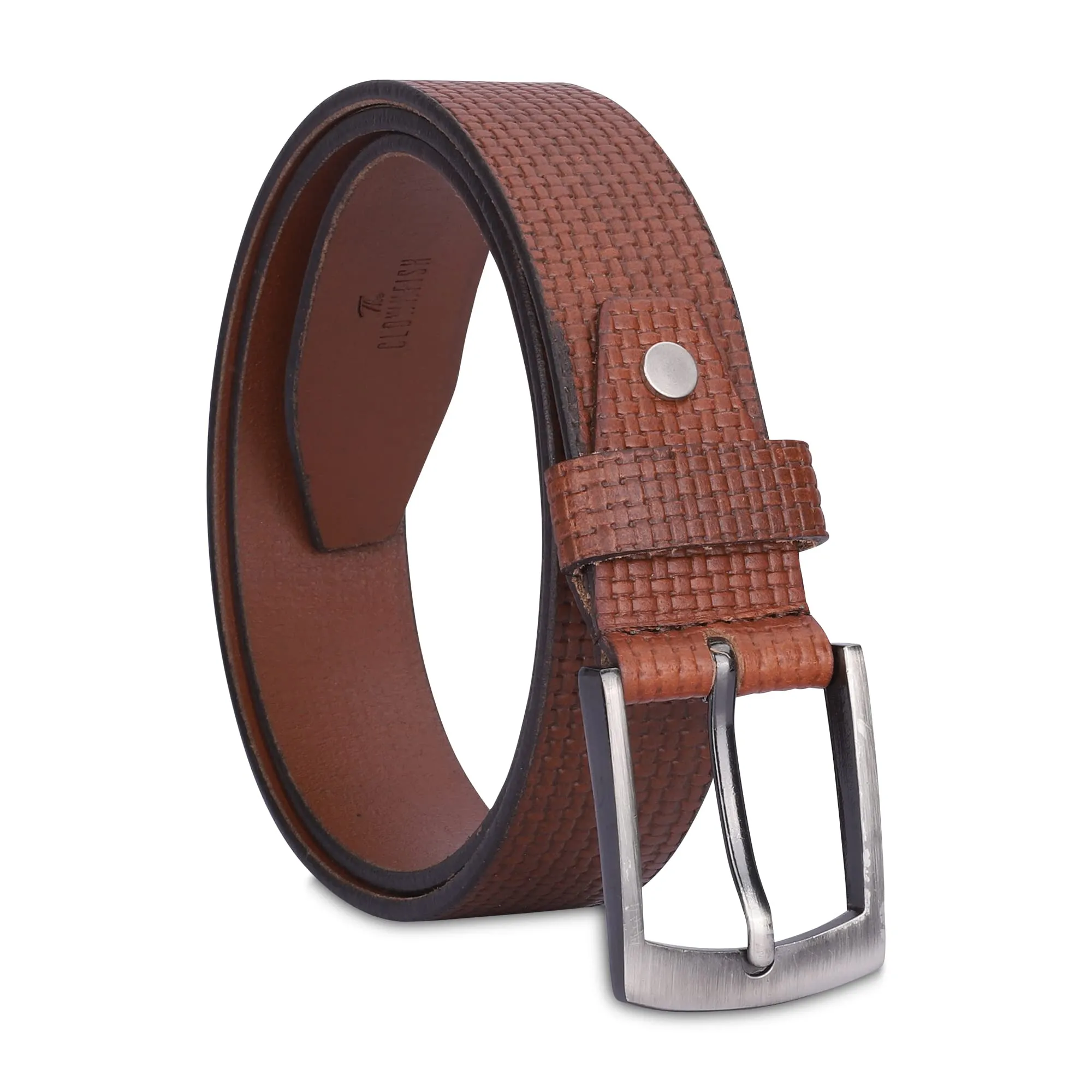 THE CLOWNFISH Men's Genuine Leather Belt -Tan (Size-32 inches)