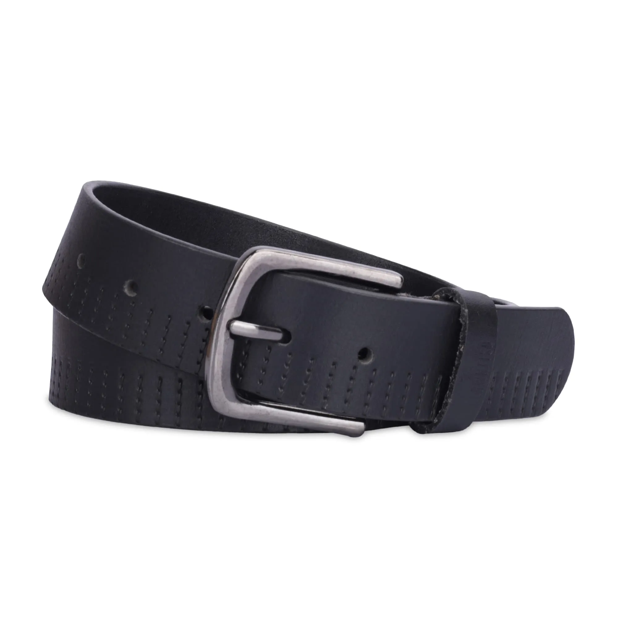 THE CLOWNFISH Men's Genuine Leather Belt with Design -Black (Size - 36 inches)