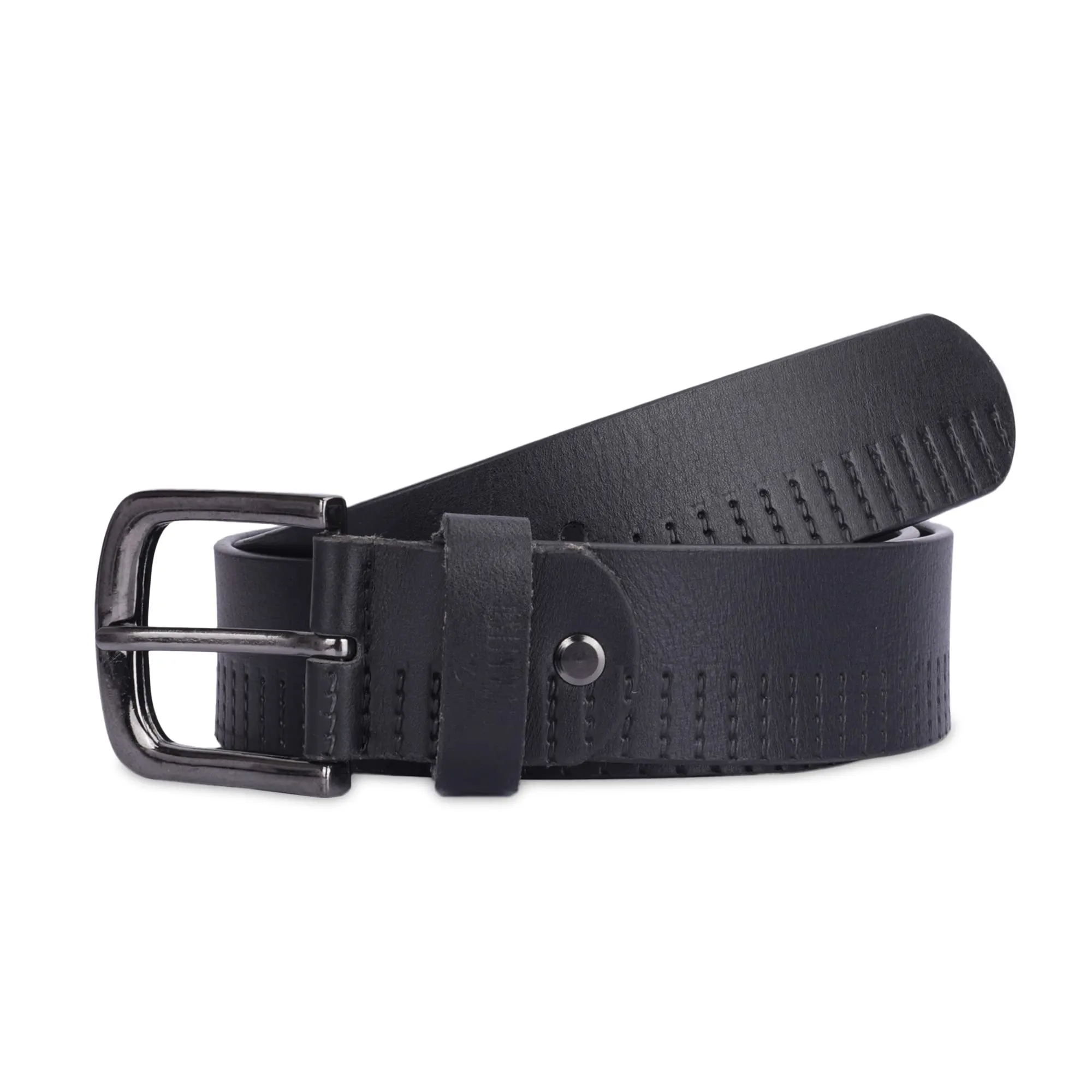 THE CLOWNFISH Men's Genuine Leather Belt with Design -Black (Size - 36 inches)