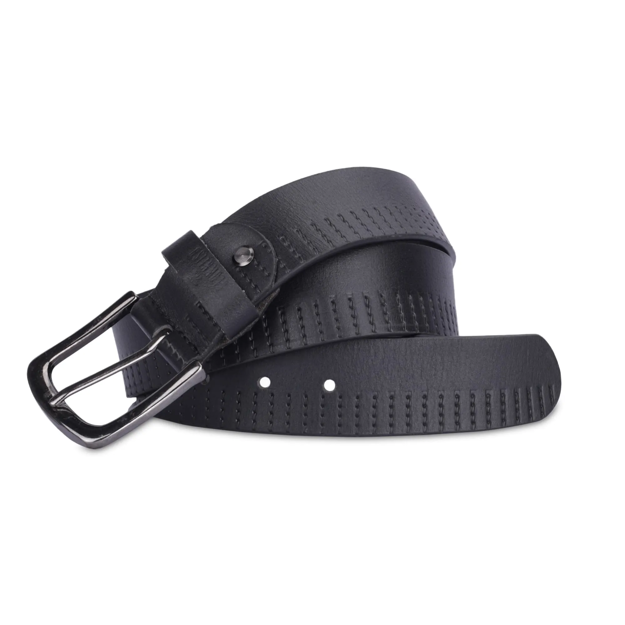 THE CLOWNFISH Men's Genuine Leather Belt with Design -Black (Size - 36 inches)