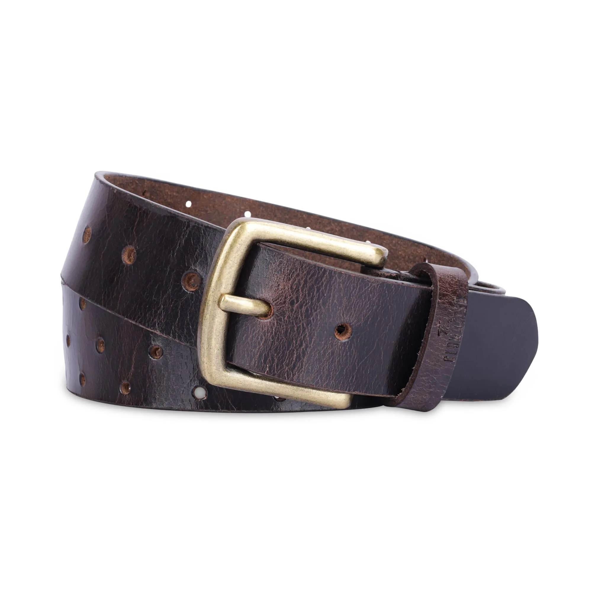 THE CLOWNFISH Men's Genuine Leather Belt with Textured Design- Burgundy (Size-32 inches)