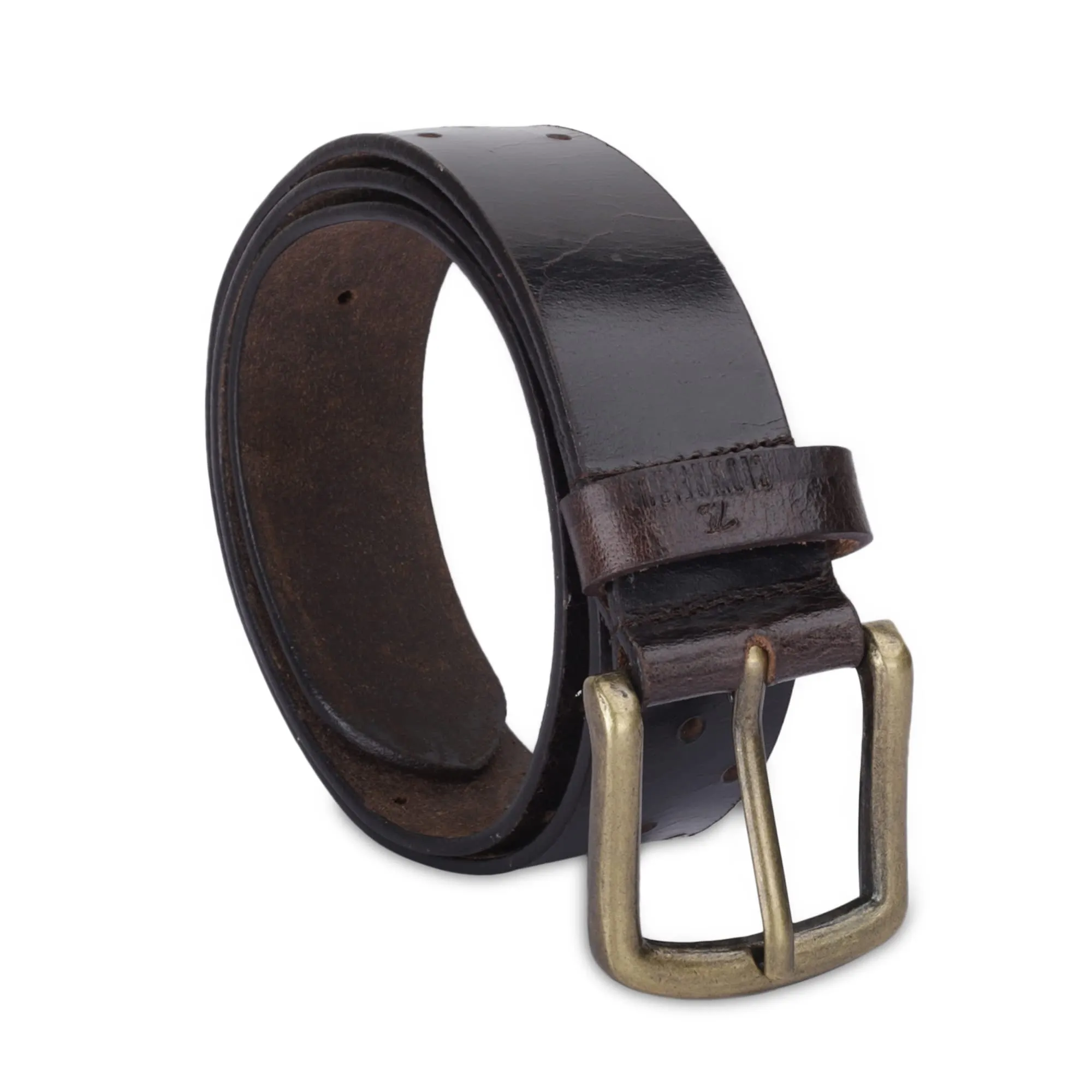 THE CLOWNFISH Men's Genuine Leather Belt with Textured Design- Burgundy (Size-32 inches)