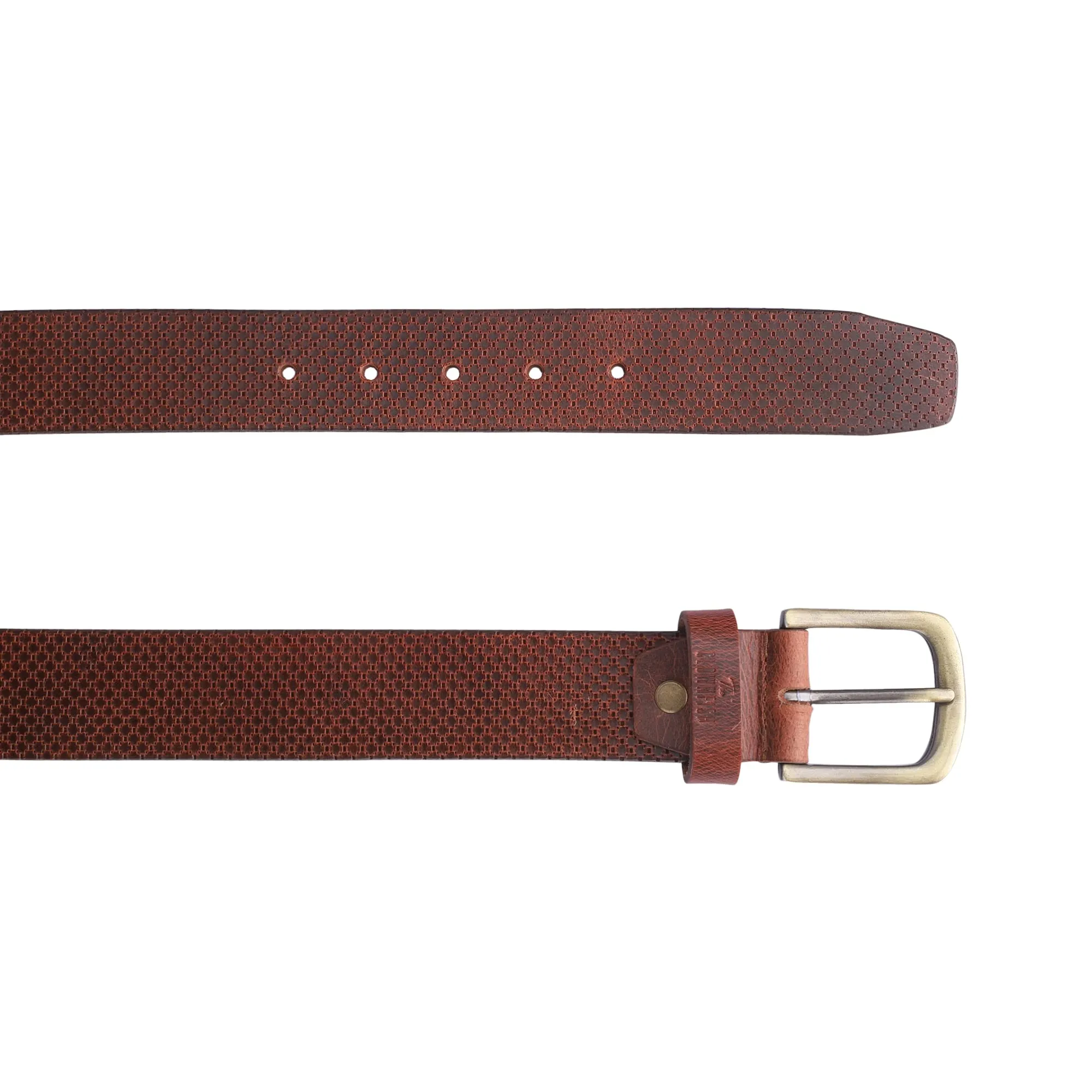 THE CLOWNFISH Men's Genuine Leather Belt with Textured Design - Tan (Size - 36 inches)