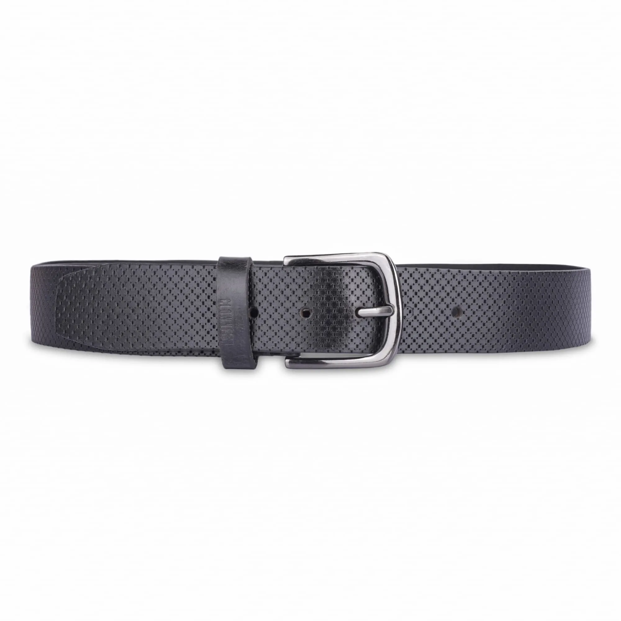 THE CLOWNFISH Men's Genuine Leather Belt with Textured/Embossed Design- Black (Size-36 inches)