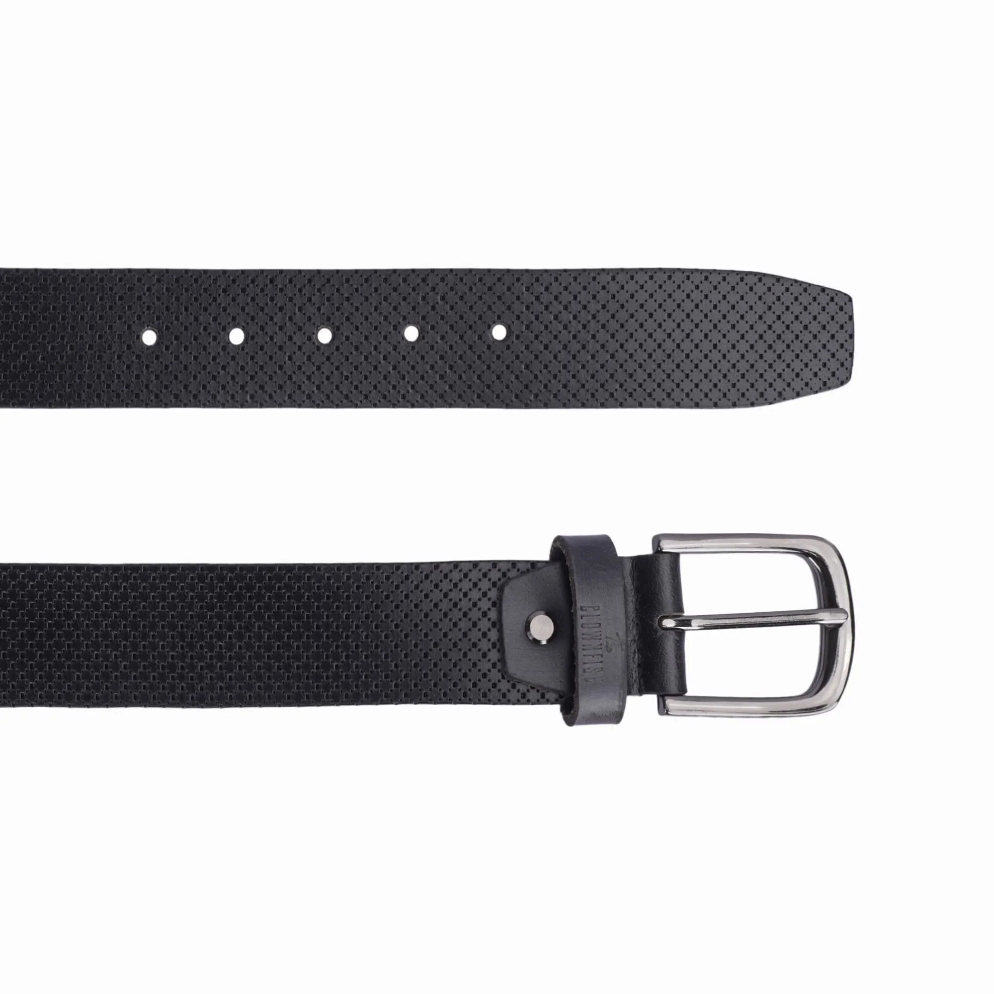 THE CLOWNFISH Men's Genuine Leather Belt with Textured/Embossed Design- Black (Size-36 inches)