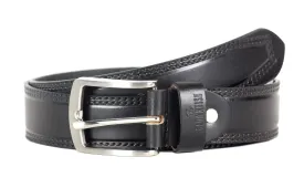 THE CLOWNFISH Men's Genuine Leather Belt with Textured/Embossed Design-Coal Black (Size-32 inches)