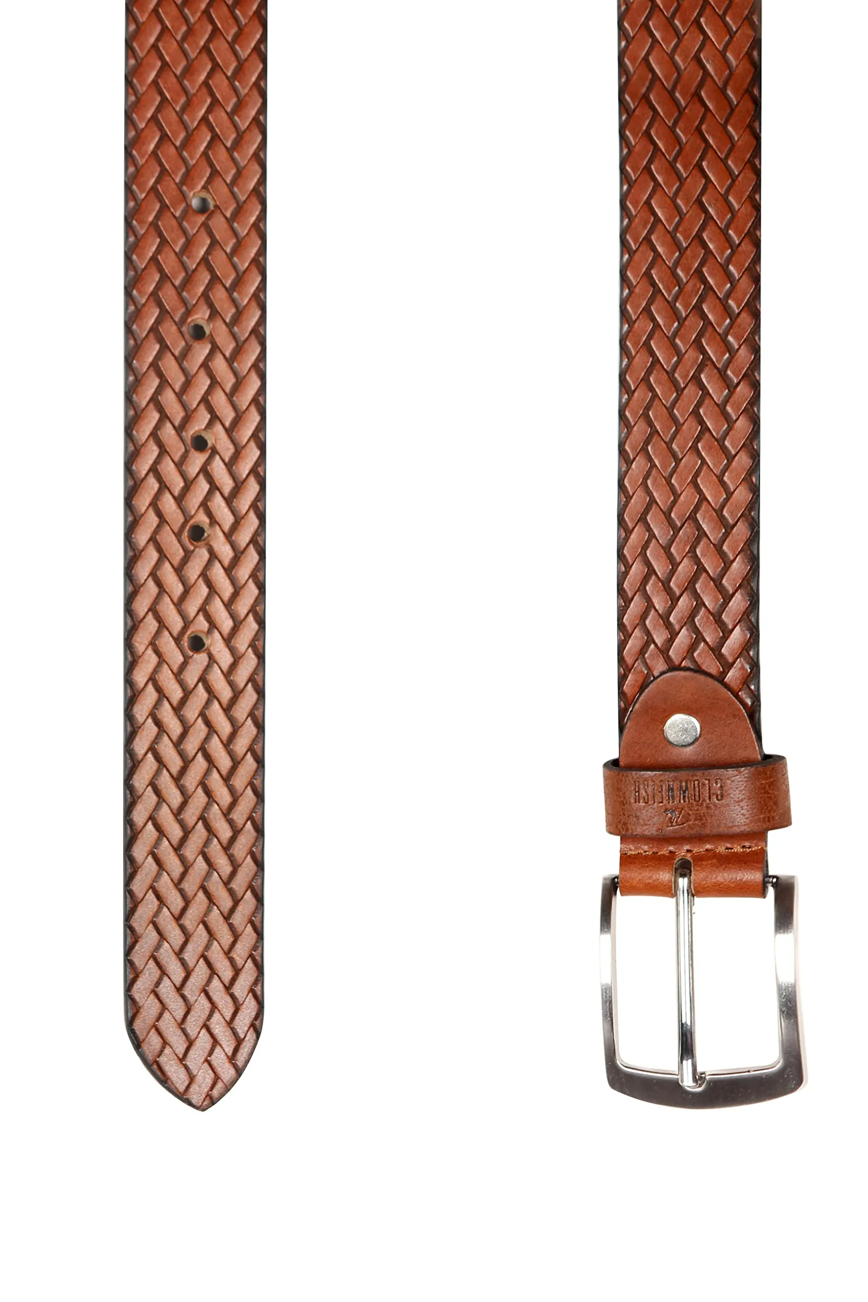 THE CLOWNFISH Men's Genuine Leather Belt with Textured/Embossed Design-Copper Brown (Size-40 inches)