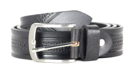 THE CLOWNFISH Men's Genuine Leather Belt with Textured/Embossed Design-Grease Black (Size-40 inches)