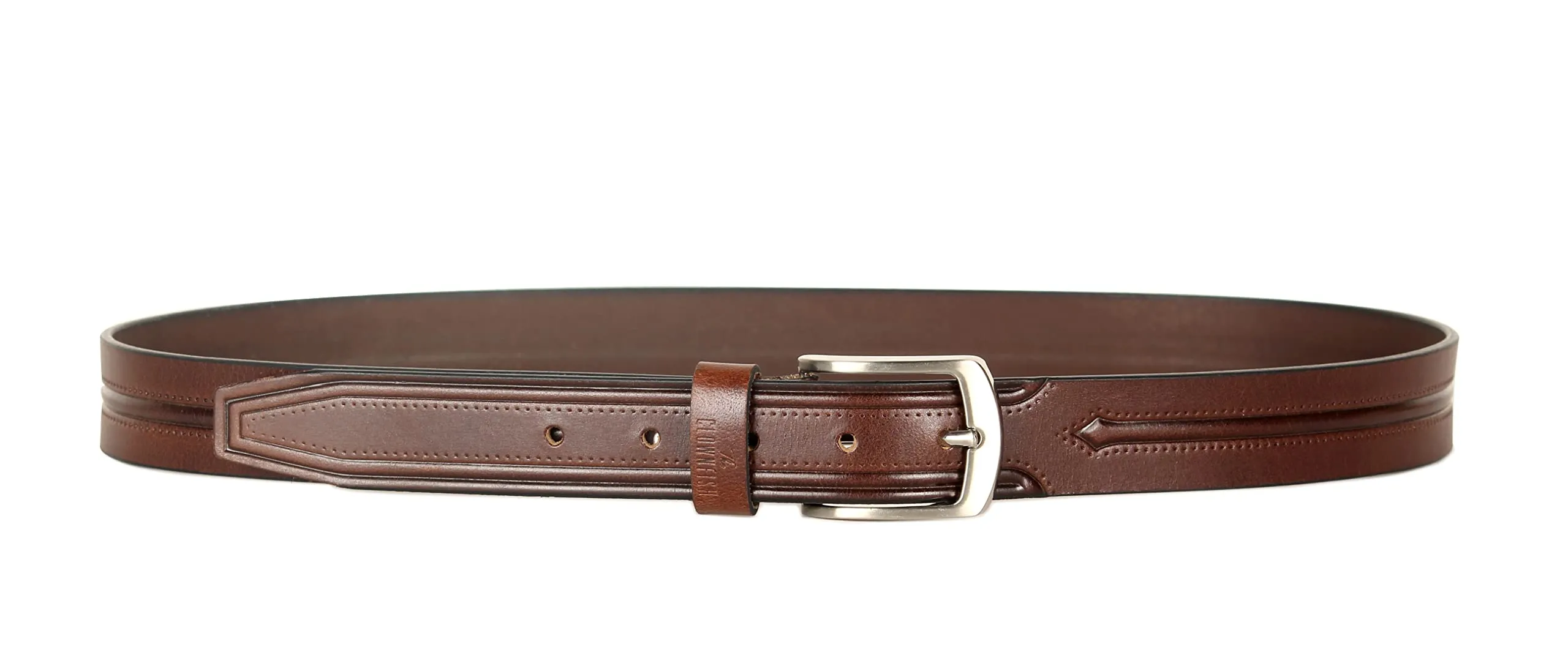 THE CLOWNFISH Men's Genuine Leather Belt with Textured/Embossed Design-Mahogany (Size-32 inches)