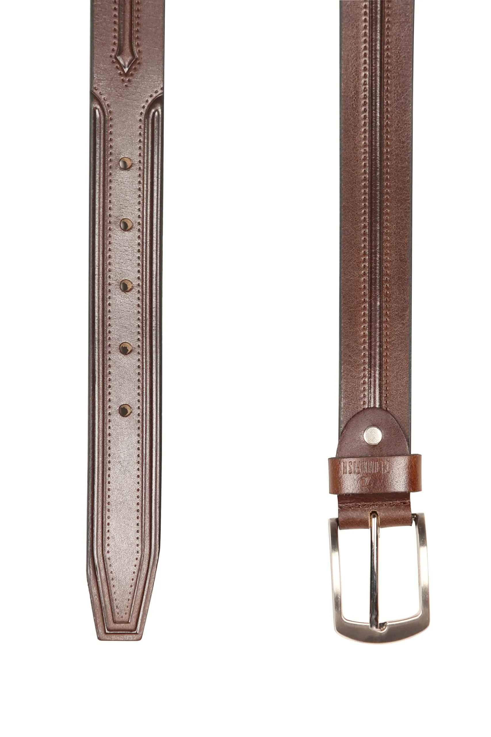 THE CLOWNFISH Men's Genuine Leather Belt with Textured/Embossed Design-Mahogany (Size-32 inches)