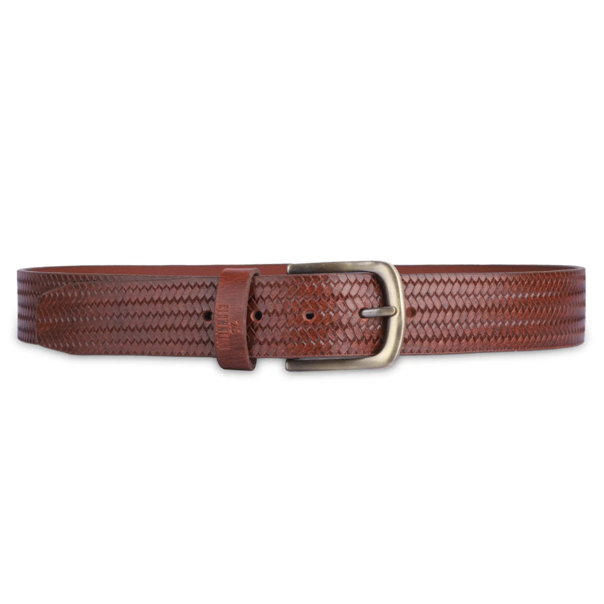 THE CLOWNFISH Men's Genuine Leather Belt with Textured/Embossed Design-Tan (Size-32 inches)