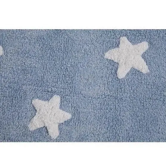 Washable cotton rug "stars" blue-white