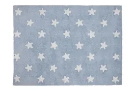 Washable cotton rug "stars" blue-white