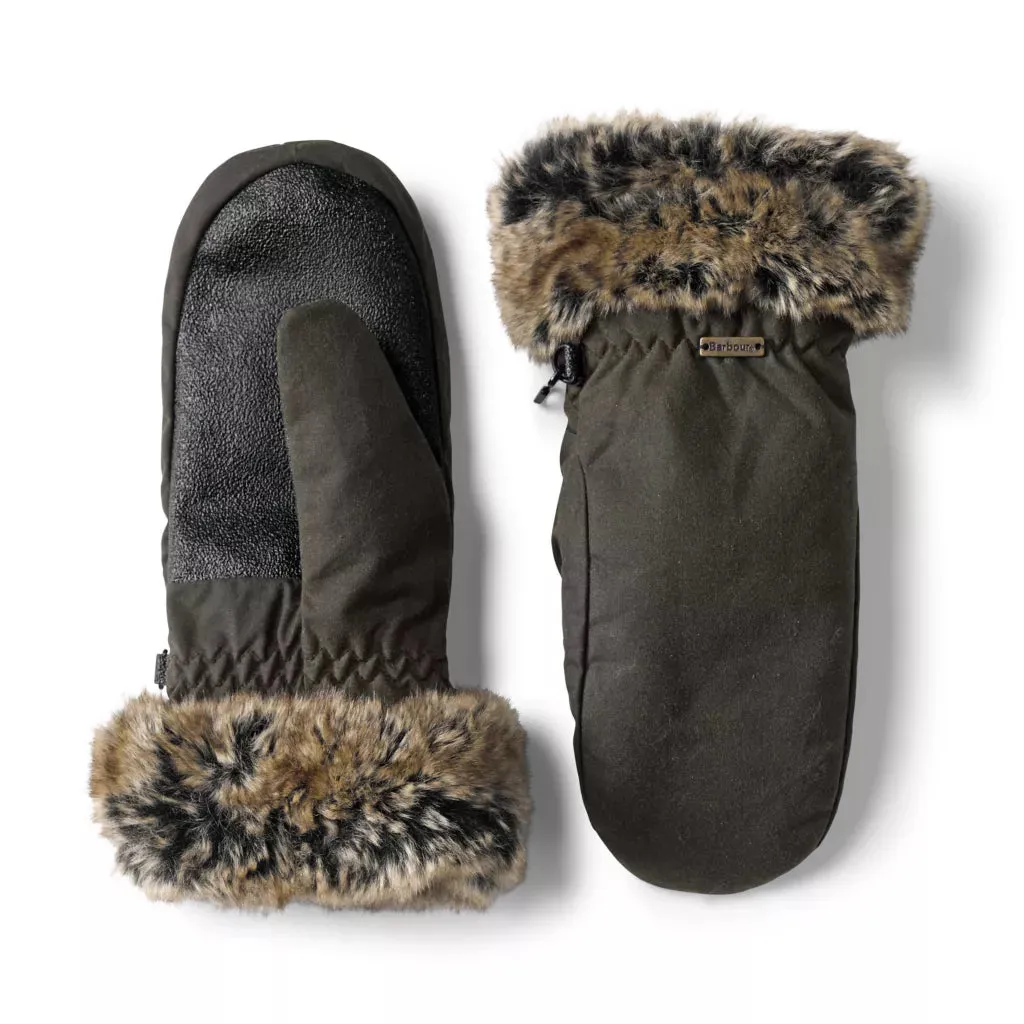 Wax with Fur Trim Mittens-lgl0045