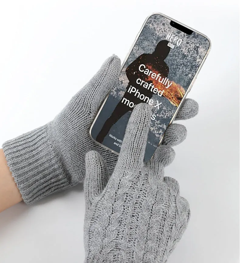 Windproof Outdoor Full Finger Touch Screen Gloves L-Gray