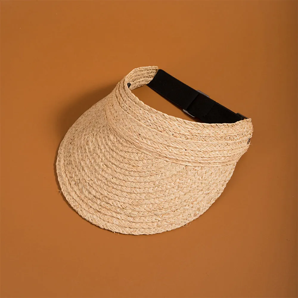 Women Adjustable Straw Open Top Hat Beach Hats Summer Sun Hat