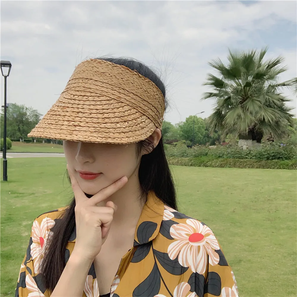 Women Adjustable Straw Open Top Hat Beach Hats Summer Sun Hat